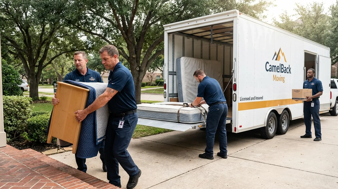 Crew loading residential truck for cross-state move from Watonga, OK